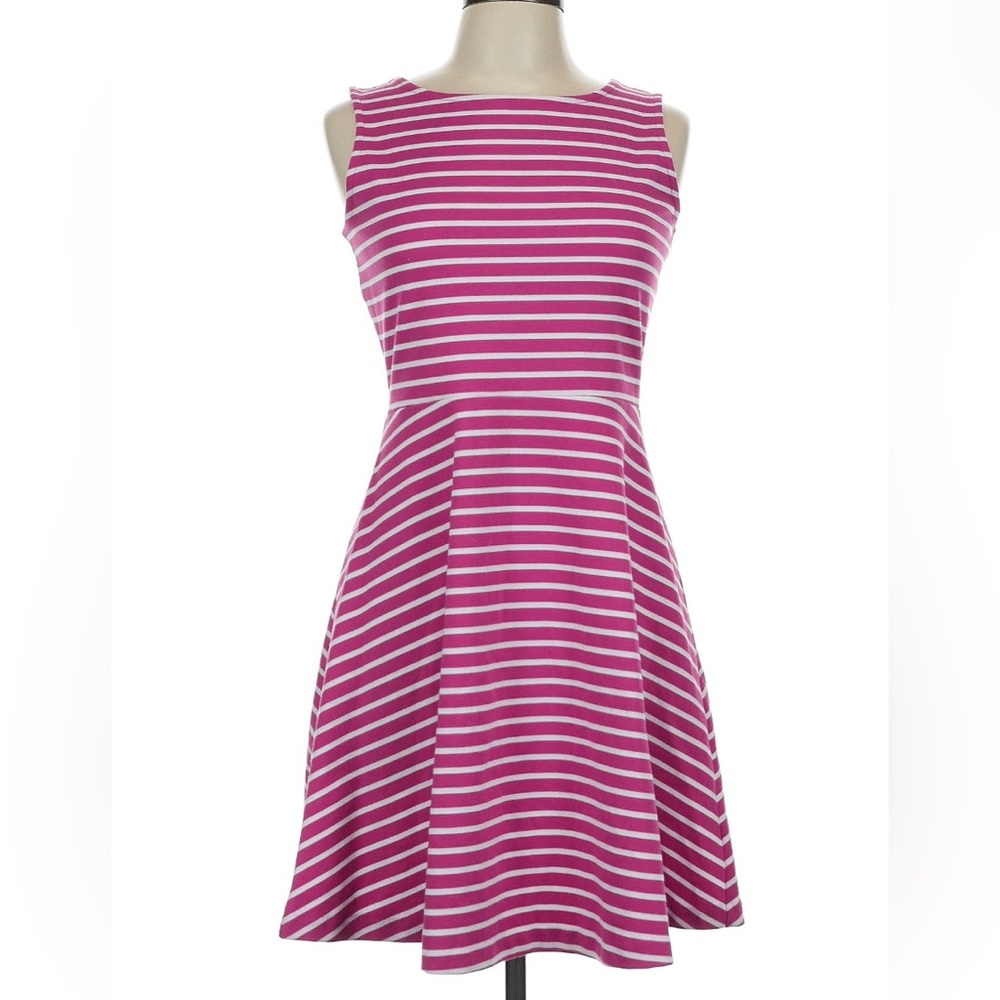 Talbots Pink and White Striped Midi Dress